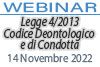 14/11/2022 Webinar Formativo: Legge 4/2013, Codice Deontologico e di Condotta